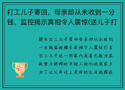 打工儿子寄回，母亲却从未收到一分钱，监控揭示真相令人震惊(送儿子打工心情说说)