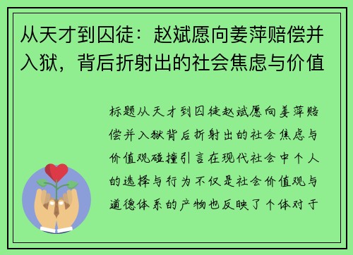 从天才到囚徒：赵斌愿向姜萍赔偿并入狱，背后折射出的社会焦虑与价值观碰撞